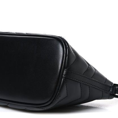Gucci Calfskin Matelasse Chevron Monochrome GG Marmont Sling Shoulder Bag Black 10 of 10