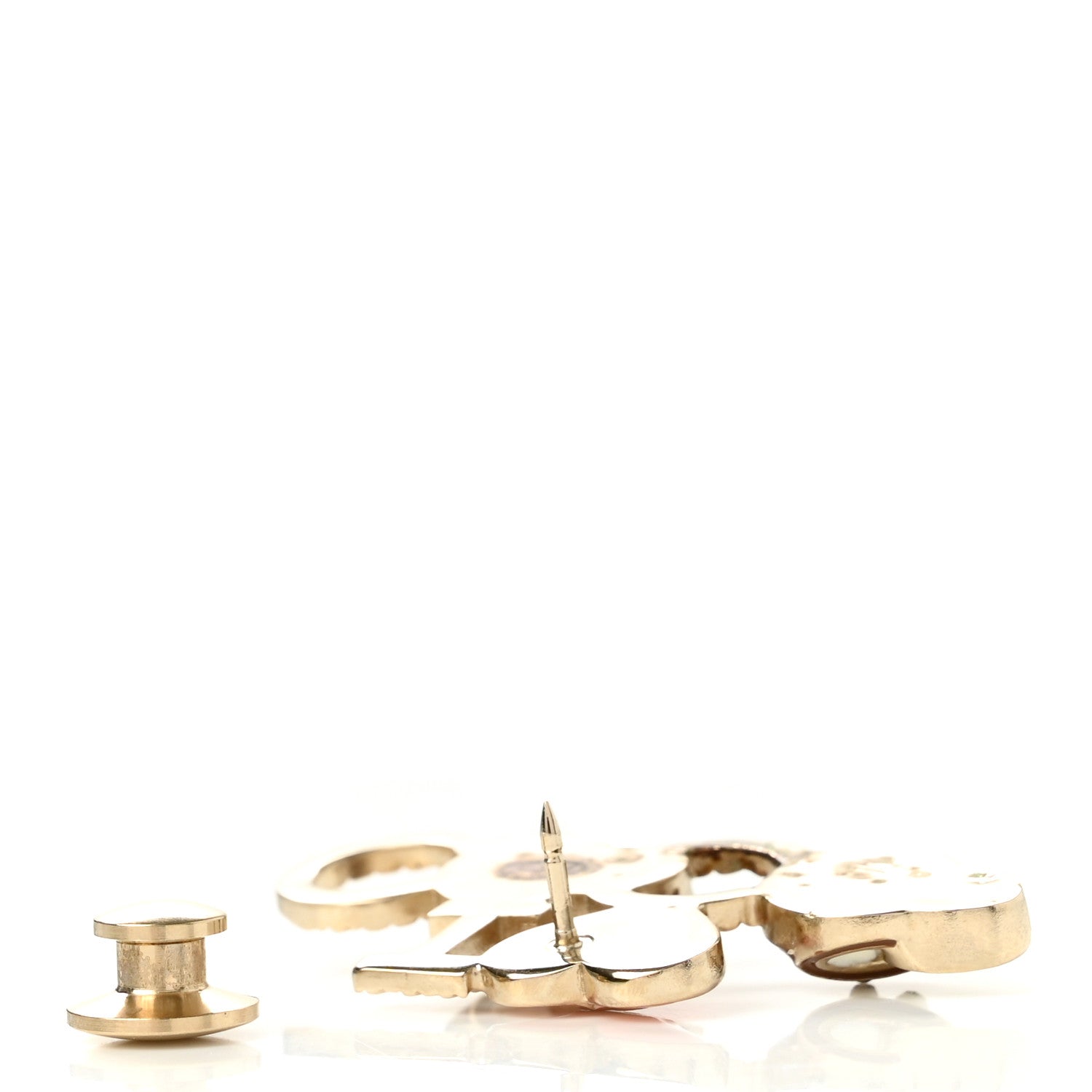 Chanel Metal Resin Pearl I Love Coco Brooch Gold Brown Pink 3 of 4