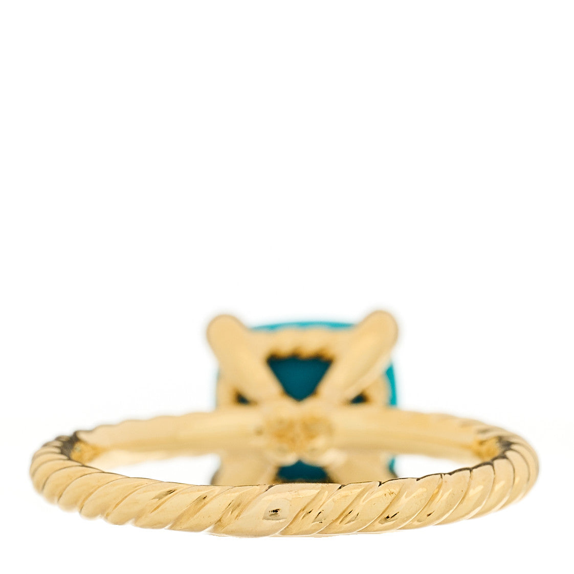 David Yurman 18K Yellow Gold Diamond Turquoise 7mm Chatelaine Ring 46 3.75 3 of 5