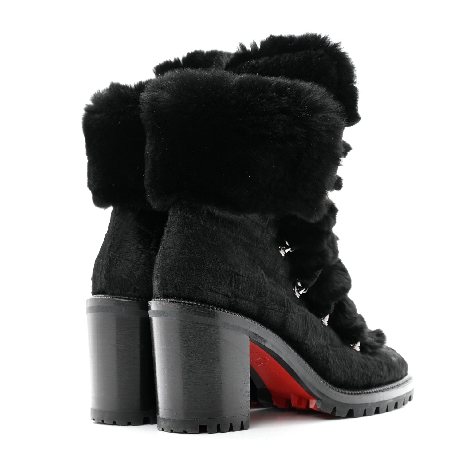 Christian Louboutin Fox Fur Fanny 70 Ankle Boots 38 Black 4 of 9