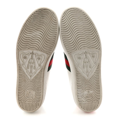 Gucci Calfskin Ayers Bee Embroidered Womens Ace Sneakers 37 White Green 6 of 10