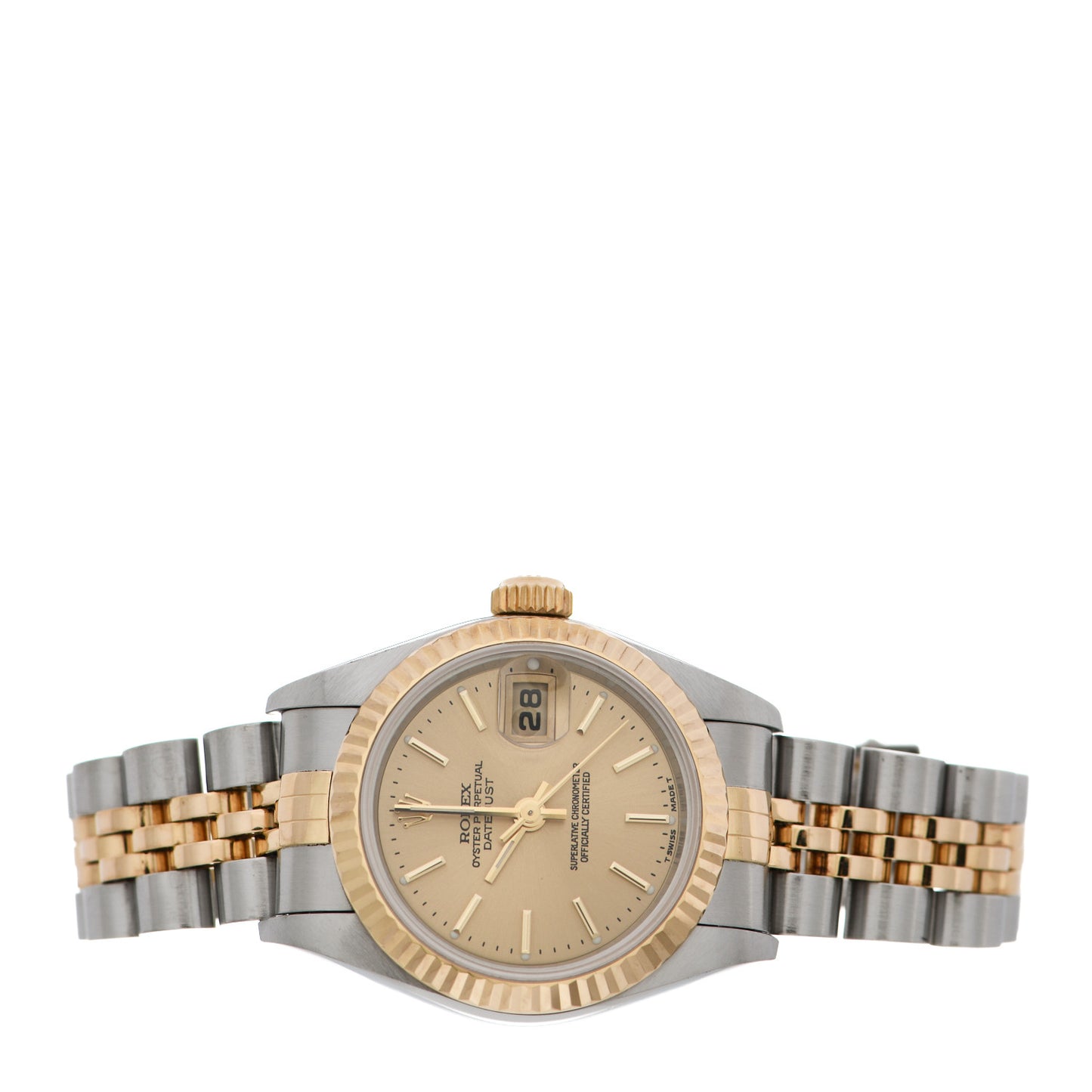 Stainless Steel 18K Yellow Gold 26mm Oyster Perpetual Datejust Watch Champagne 79173