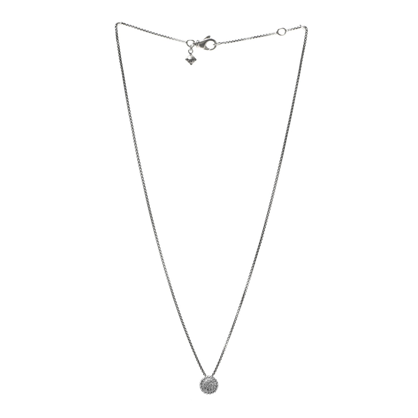 Sterling Silver Diamond 9mm Petite Pave Pendant Necklace