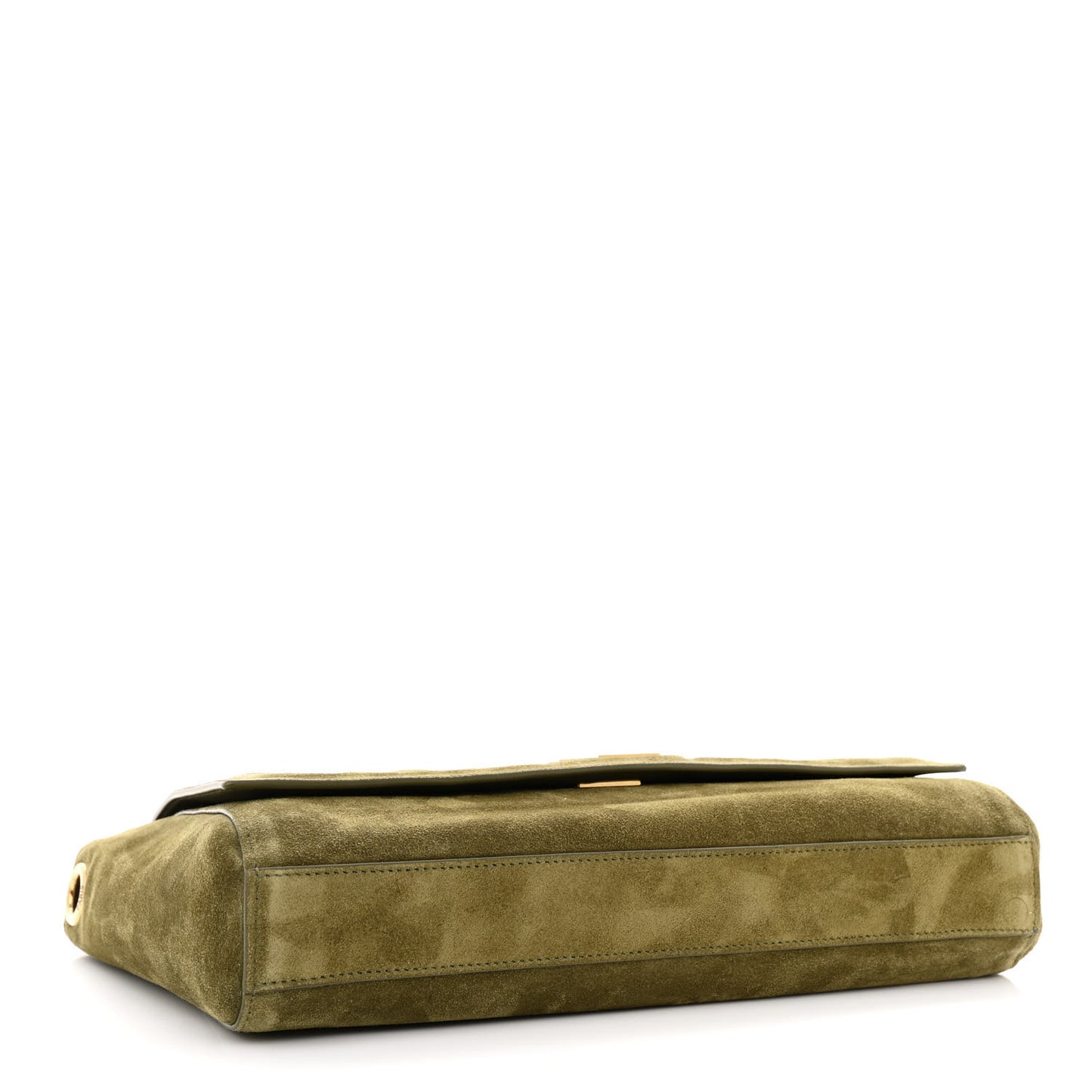 Smooth Calfskin Suede Medium Reversible Monogram Kate Satchel Loden Green