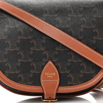 Celine Triomphe Canvas Medium Folco Bag Tan 7 of 10