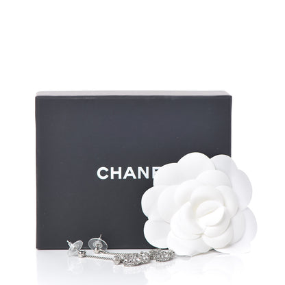 Chanel Baguette Crystal CC Drop Earrings Silver 4 of 4