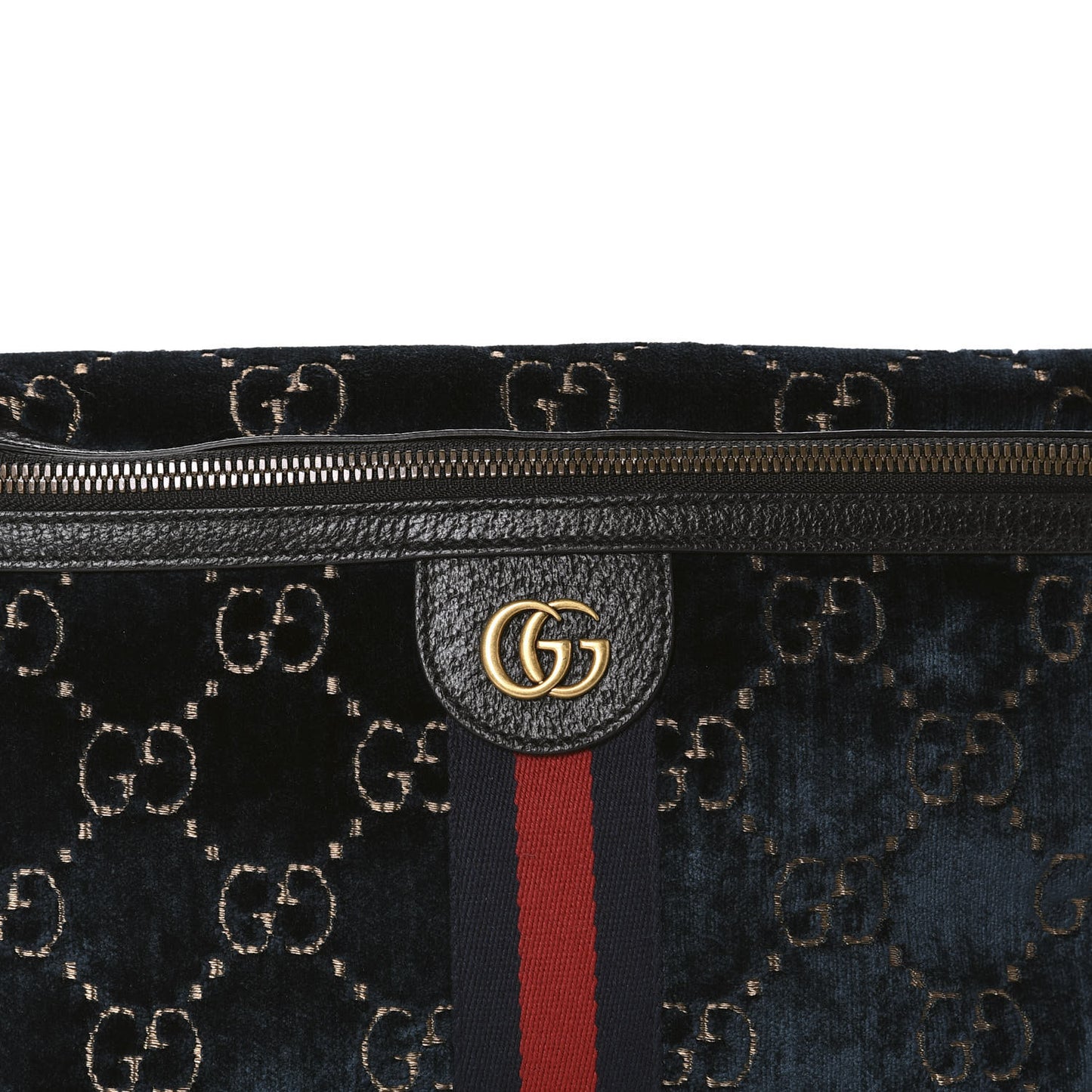 Velvet GG Monogram Web Belt Bag Blue Beige