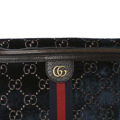 Gucci Velvet GG Monogram Web Belt Bag Blue Beige 10 of 10