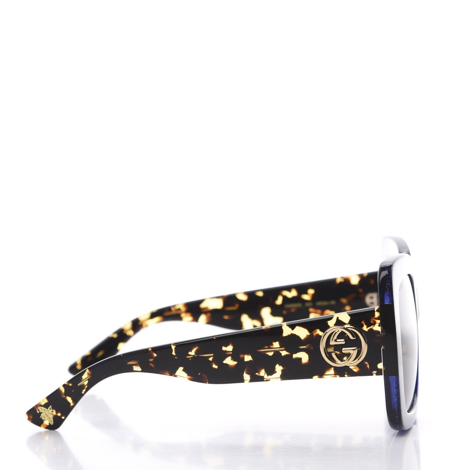Gucci Square Frame GG0083S Sunglasses Glitter Blue Havana Brown 3 of 7