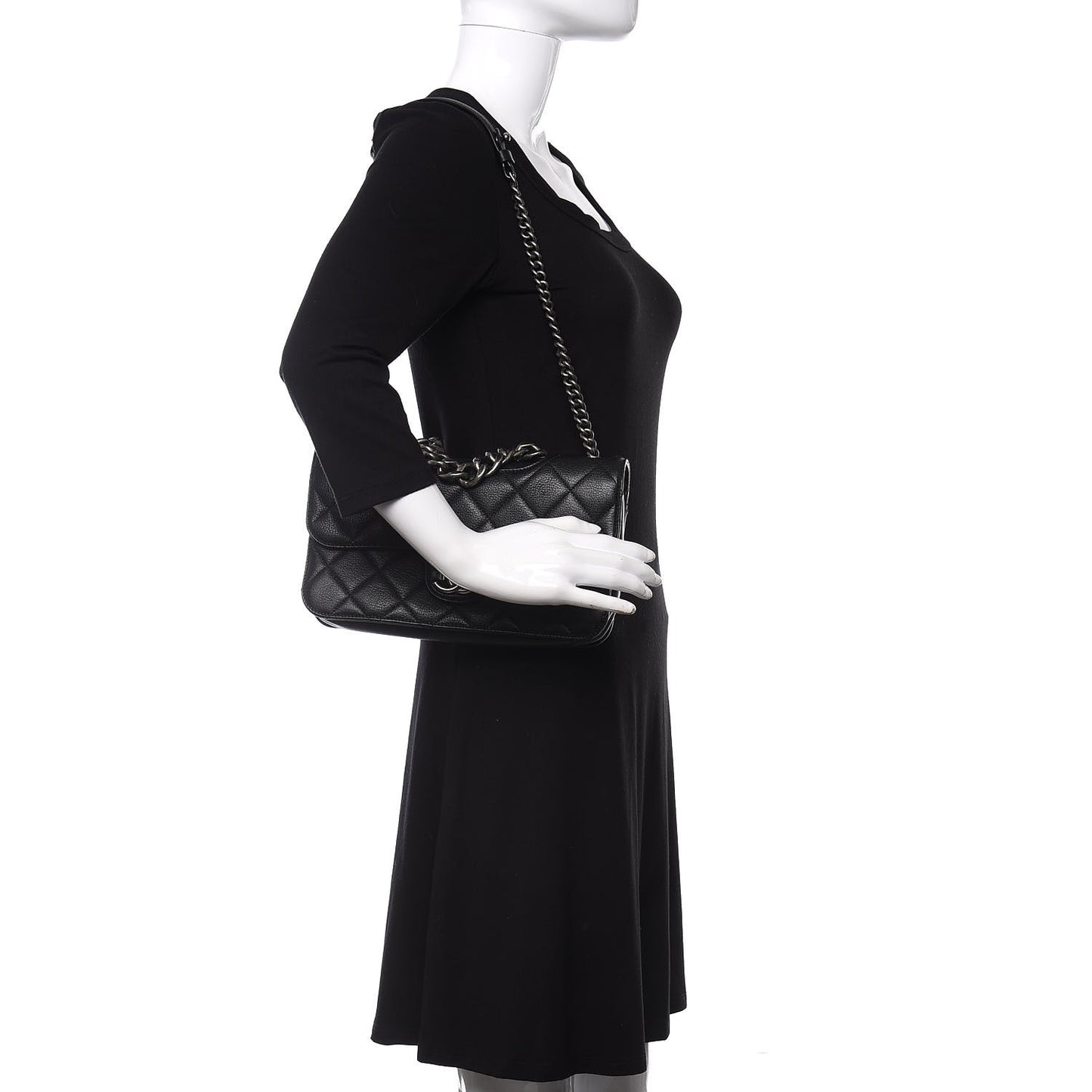 Goatskin Quilted Medium Perfect Edge Flap Black