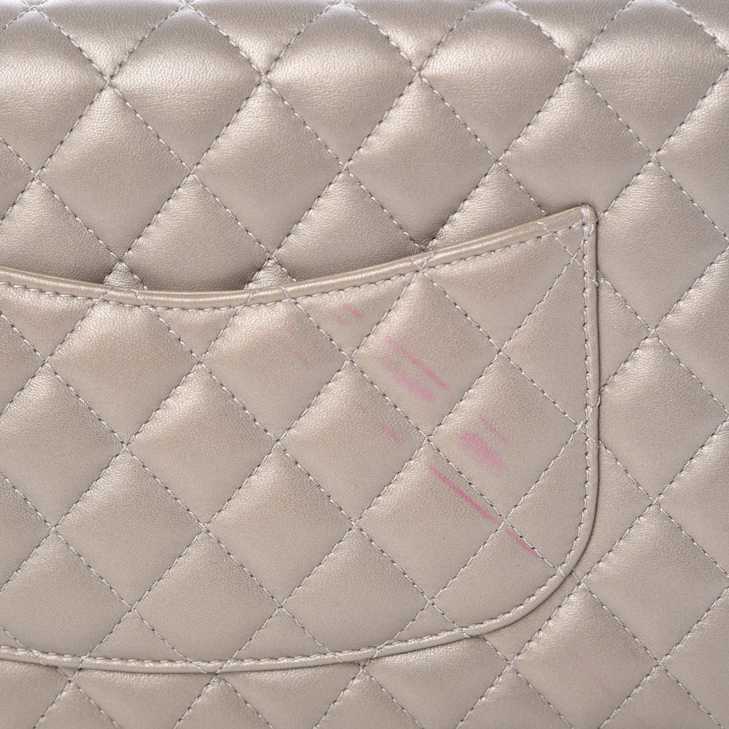 Lambskin Quilted Fantasy Pearl Flap Light Gold