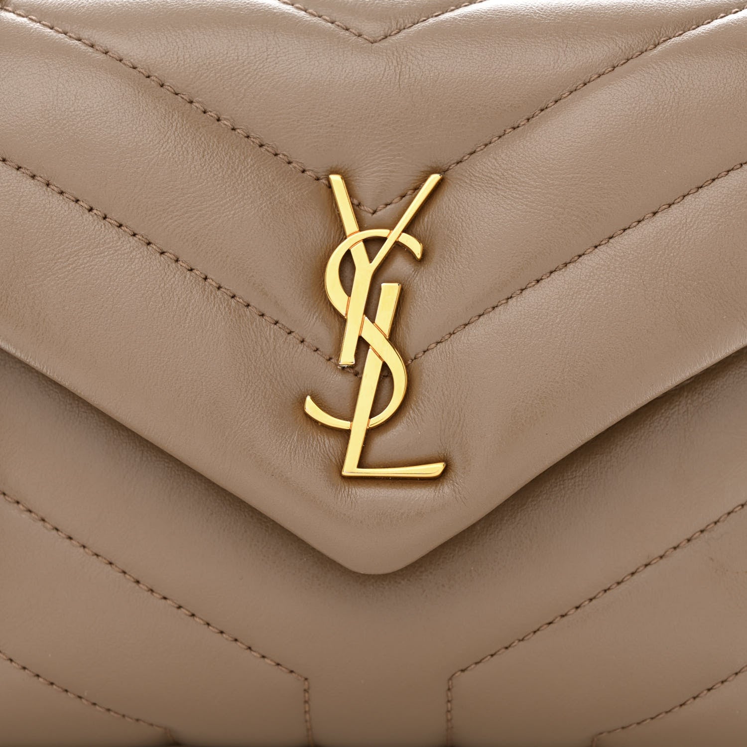 Saint Laurent Calfskin Y Quilted Monogram Toy Loulou Crossbody Bag Taupe 9 of 13