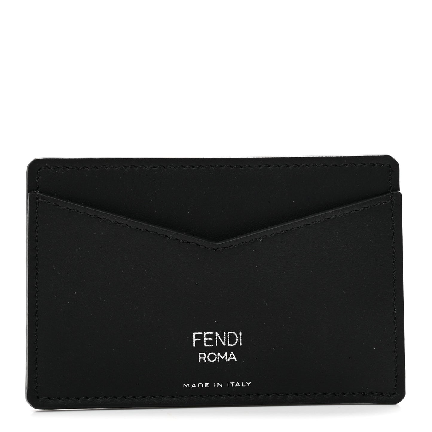 Vitello Century Matte Glazed Fabric FF Card Holder Tobacco Black