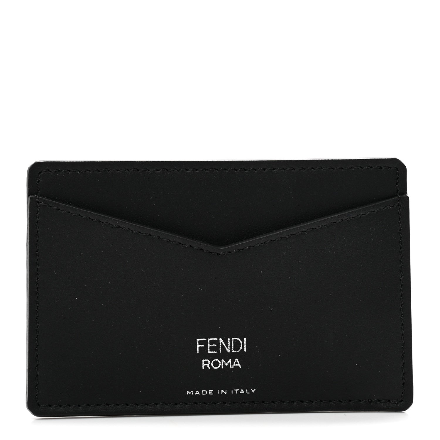 Fendi Vitello Century Matte Glazed Fabric FF Card Holder Tobacco Black 1 of 7
