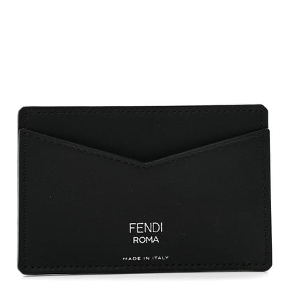 Fendi Vitello Century Matte Glazed Fabric FF Card Holder Tobacco Black 1 of 7