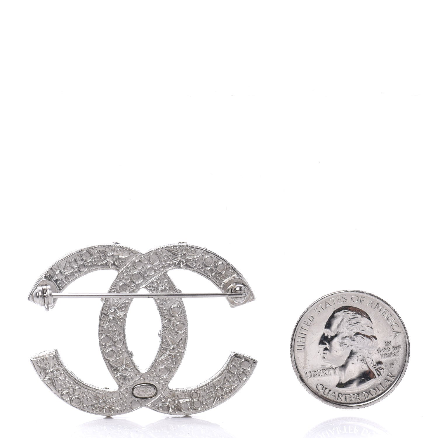 Chanel Crystal Large CC Brooch Silver 2 of 4