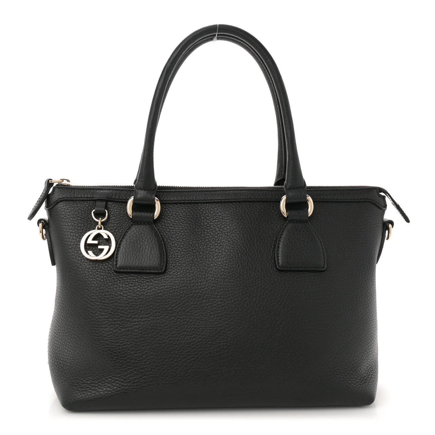 Gucci Dollar Calfskin GG Charm Satchel Black 1 of 10