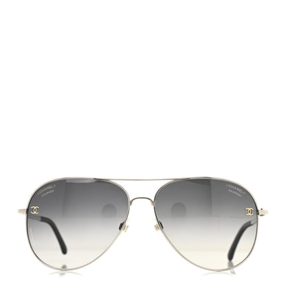 Chanel Metal Polarized Aviator CC Sunglasses 4189-T-Q Gold 2 of 9
