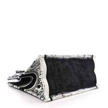Christian Dior Canvas Embroidered Medium New York Book Tote Black White 4 of 10