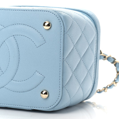 Chanel Caviar Quilted Top Handle Vanity Case With Chain Blue 11 of 12