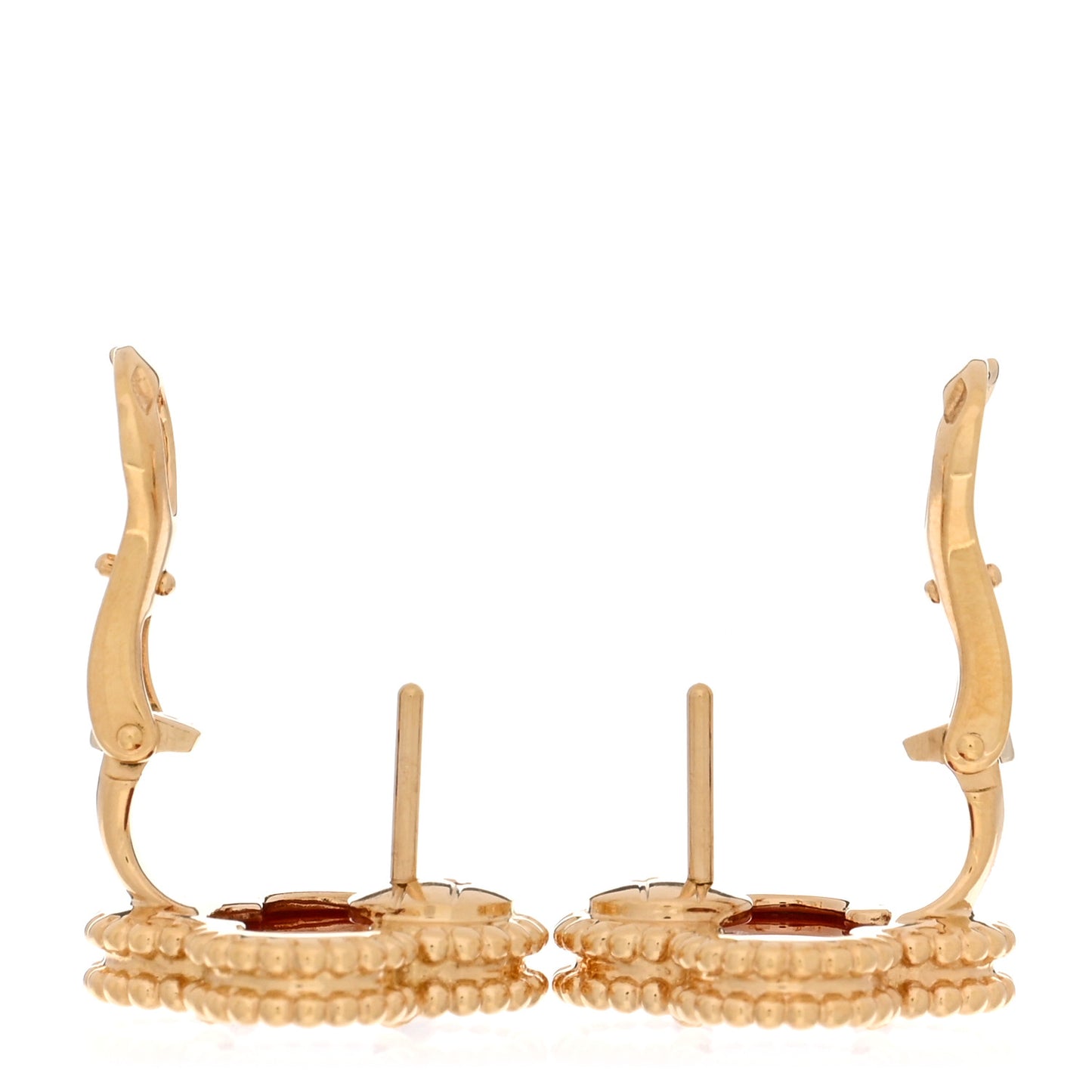 18K Yellow Gold Carnelian Vintage Alhambra Earrings