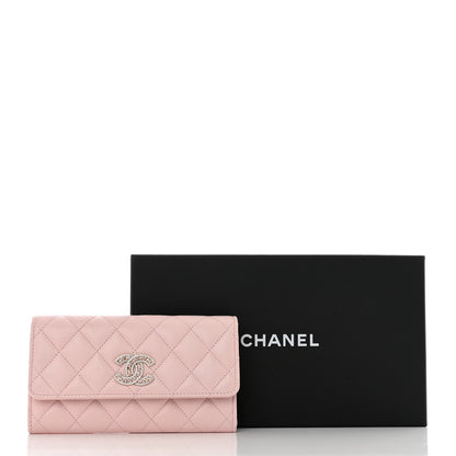Chanel Caviar Quilted Crystal CC Large Gusset Flap Wallet Pink 12 of 12