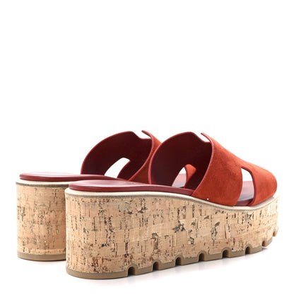 Hermes Suede Goatskin Cork Eze 30 Sandals 39 Orange Brulee 4 of 9