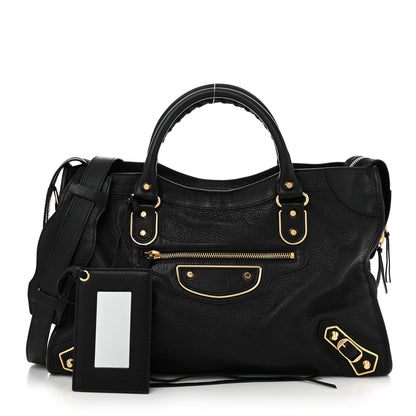 Balenciaga Chevre Gold Metallic Edge Hardware City Black 3 of 12