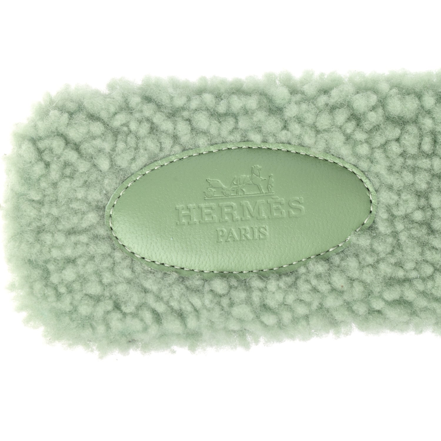 Hermes Woolskin Oran Sandals 36.5 Vert D’Eau 7 of 7
