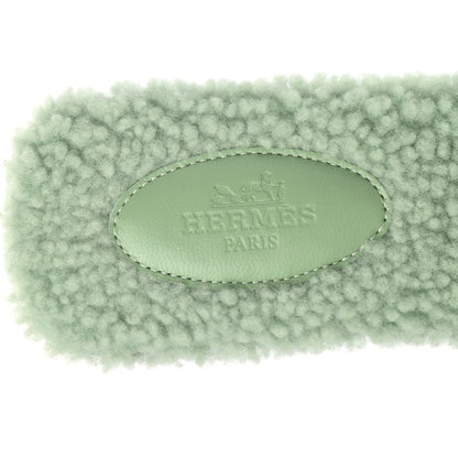 Hermes Woolskin Oran Sandals 36.5 Vert D’Eau 7 of 7