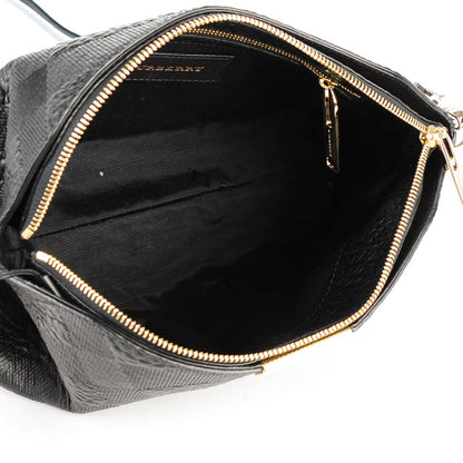 Burberry Signature Grain Calfskin Check Embossed Small Chichester Crossbody Clutch Bag Black 5 of 8