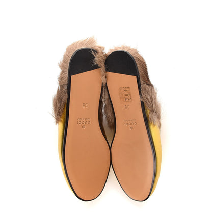 Gucci Metallic Nappa Fur Heart and Lips Womens Princetown Slippers 35 Gold 5 of 8