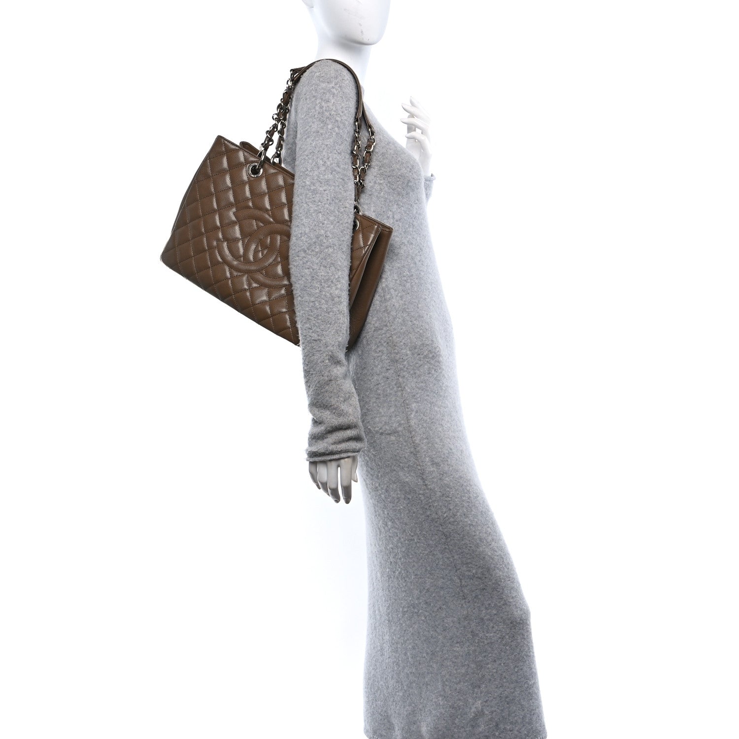 Chanel Caviar Quilted Grand Shopping Tote GST Dark Beige 2 of 10
