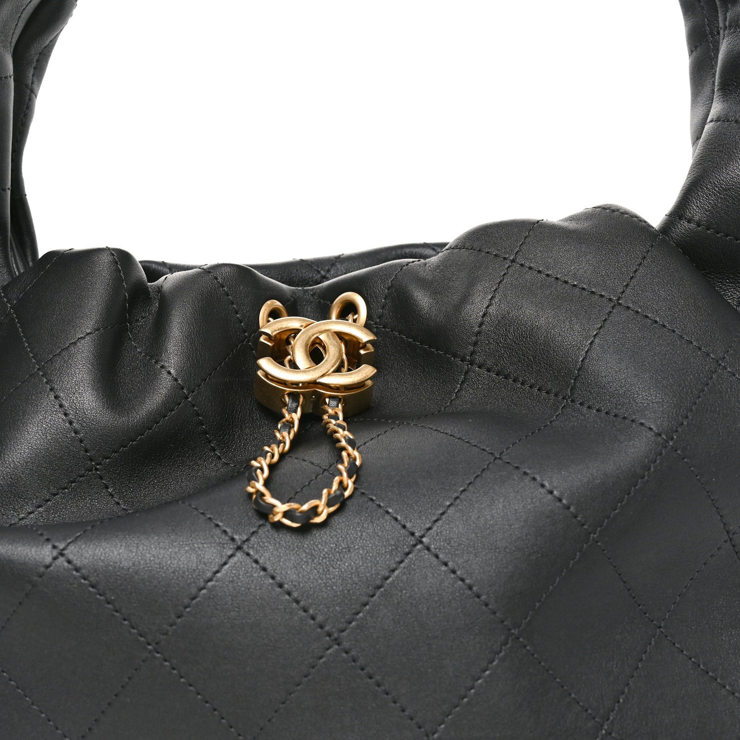 Calfskin Quilted Small Maxi Hobo Black
