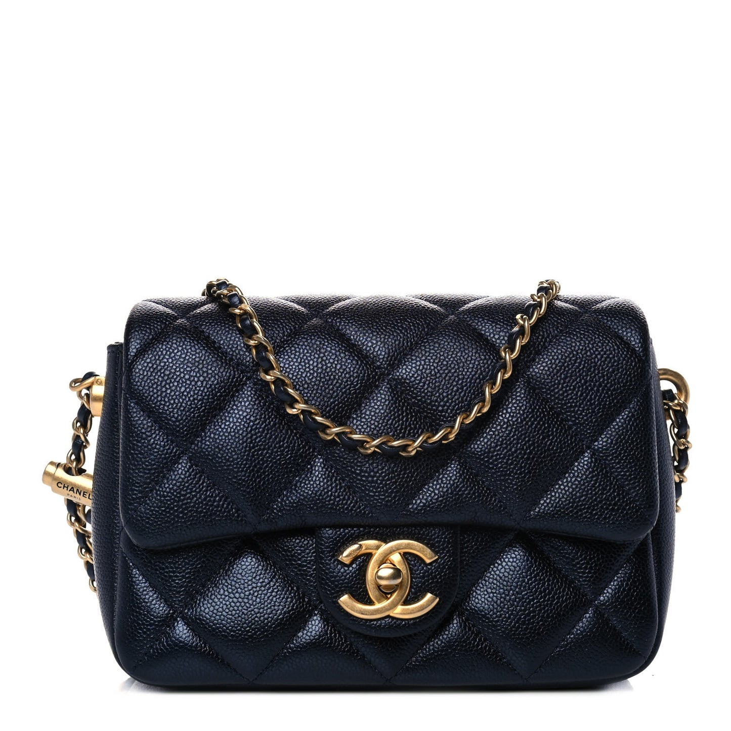 Iridescent Caviar Quilted Mini My Perfect Flap Black