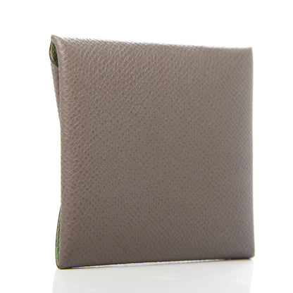 Hermes Epsom Bastia Verso Coin Purse Gris Etain Vert Criquet 3 of 7