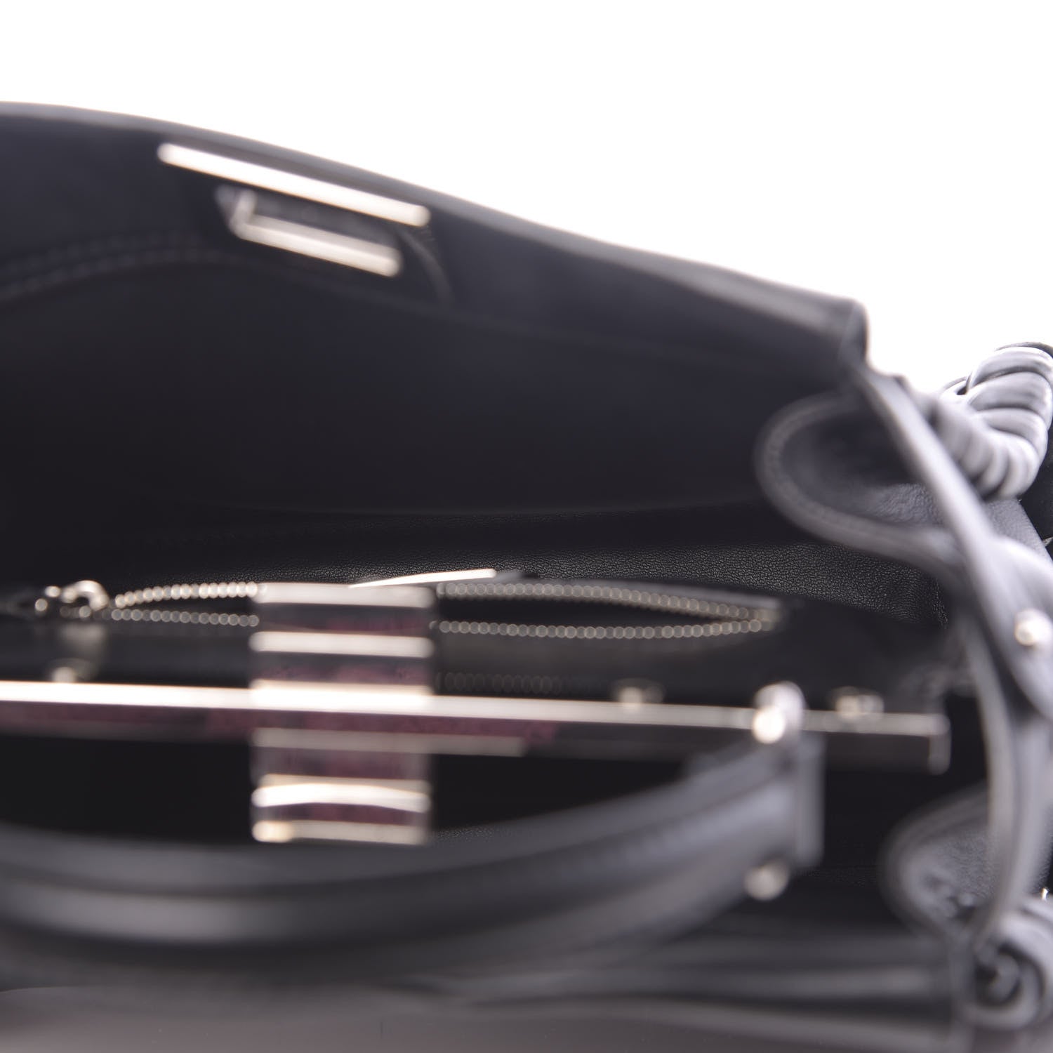 Fendi Nappa Lace Up Mini Peekaboo Iconic Satchel Black 5 of 10