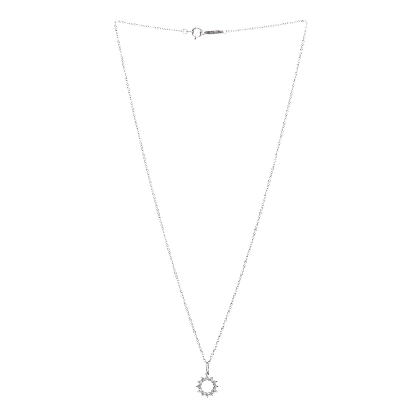 Platinum 18K White Gold Diamond Circle Pendant Necklace