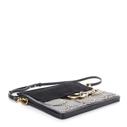 Chloe Calfskin Suede Studded Medium Faye Shoulder Bag Black 4 of 9