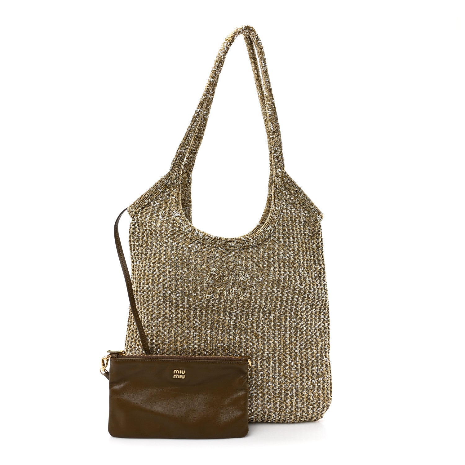 Miu Miu Sequin Mesh Ivy Bag Tundra 2 of 11