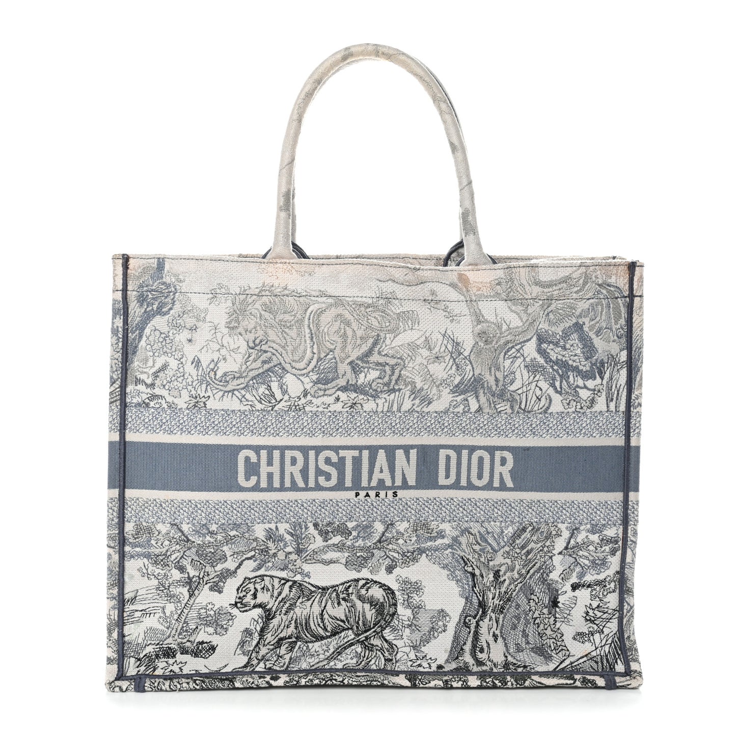 Gradient Canvas Embroidered Large Dioriviera Toile De Jouy Book Tote Blue Blue