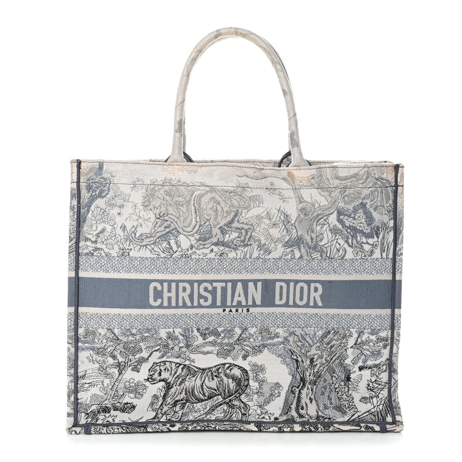 Christian Dior Gradient Canvas Embroidered Large Dioriviera Toile De Jouy Book Tote Blue Blue 1 of 15
