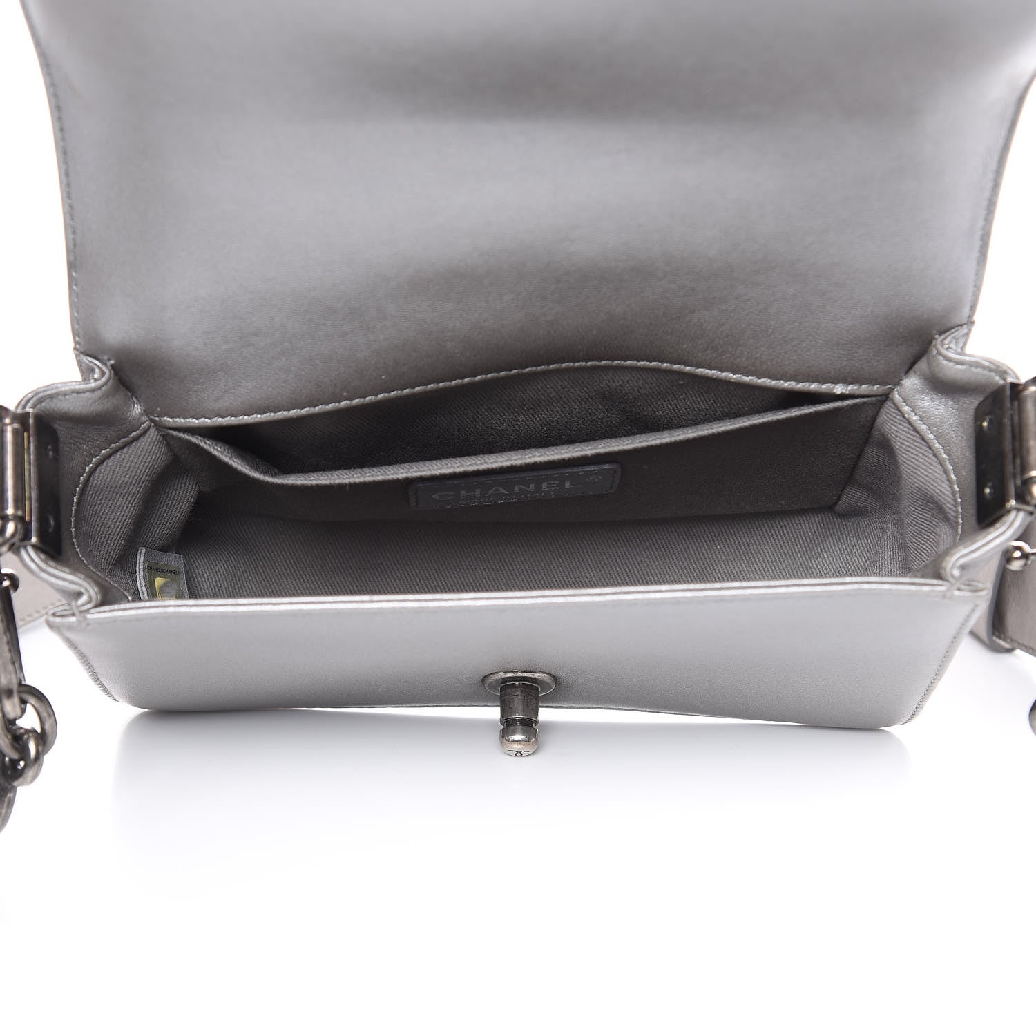 Chanel Metallic Lambskin Stingray Quilted Small Boy Flap Silver 5 of 13