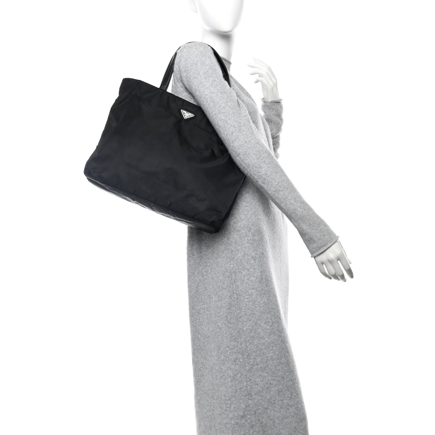 Tessuto Nylon Saffiano Shopping Tote Black