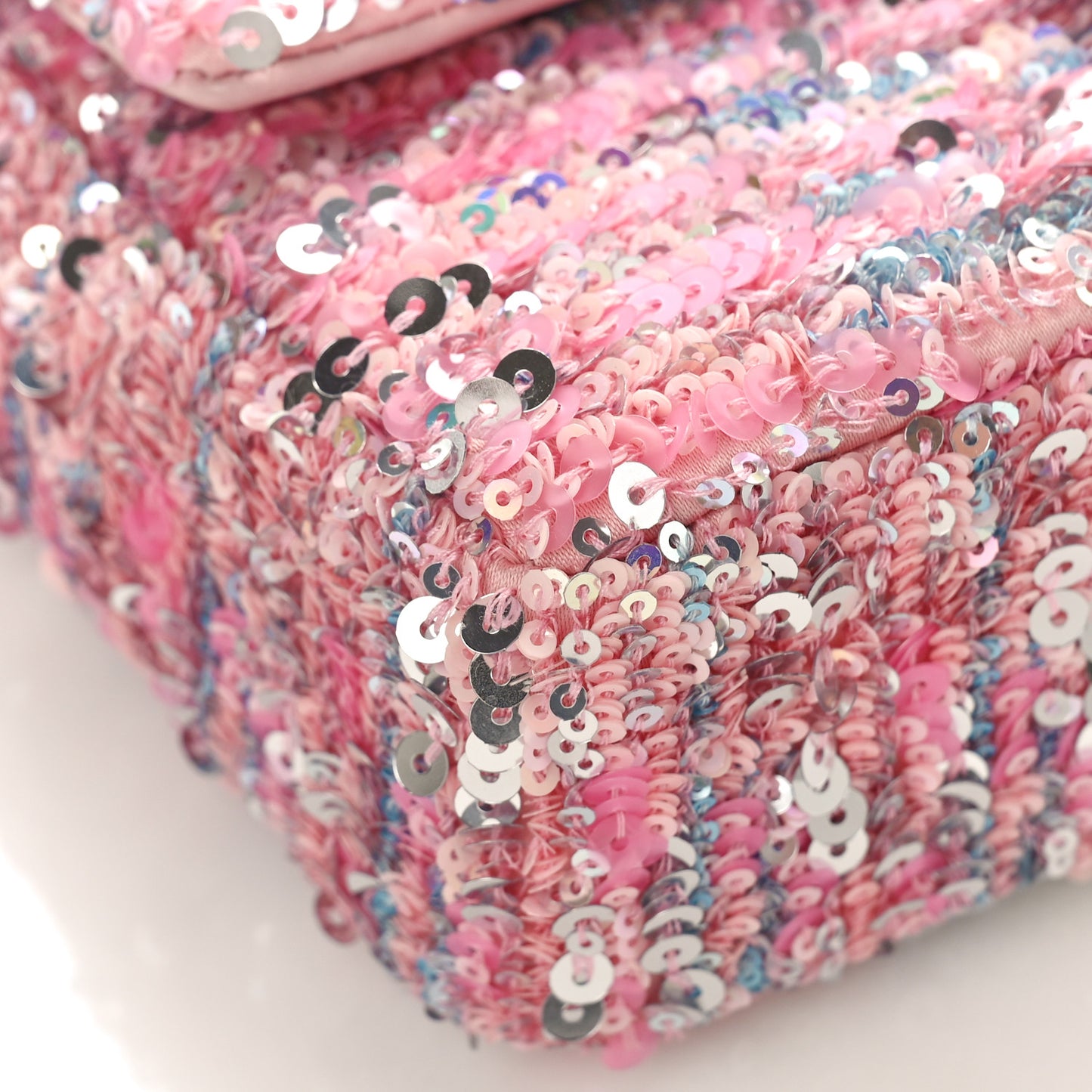 Sequin Mini Rectangular Flap Light Pink Silver