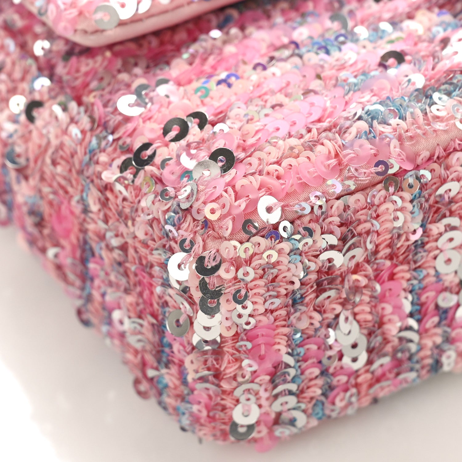 Chanel Sequin Mini Rectangular Flap Light Pink Silver 8 of 9