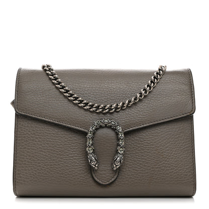 Gucci Dollar Calfskin Crystal Mini Dionysus Chain Wallet Dusty Grey Black Diamond 1 of 9