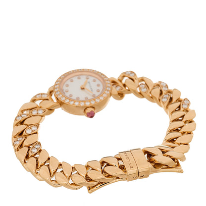 Bulgari 18K Rose Gold Diamond Bezel Mother of Pearl 22mm Piccola Catene Quartz Watch 3 of 5
