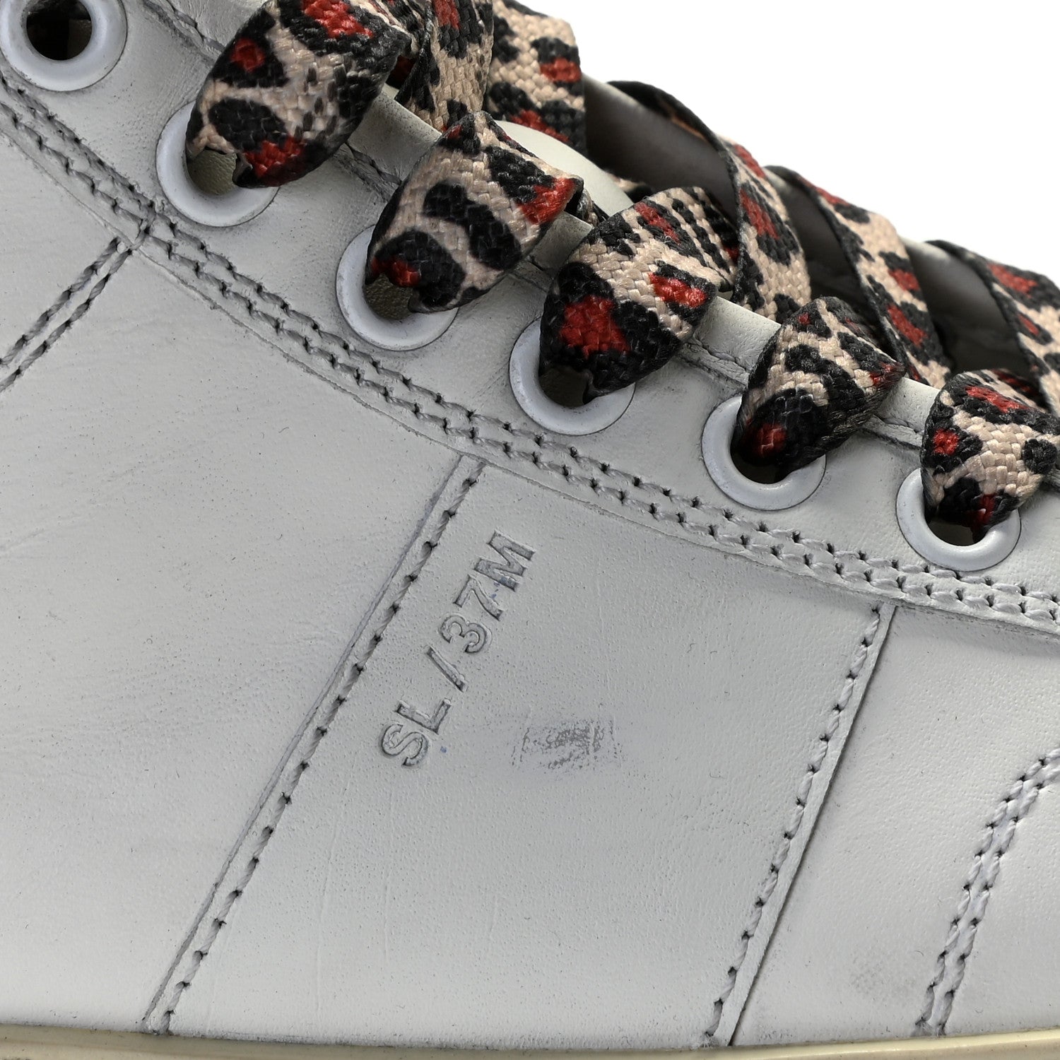 Saint Laurent Calfskin Distressed SL/37M High Top Sneakers 36.5 White 12 of 19