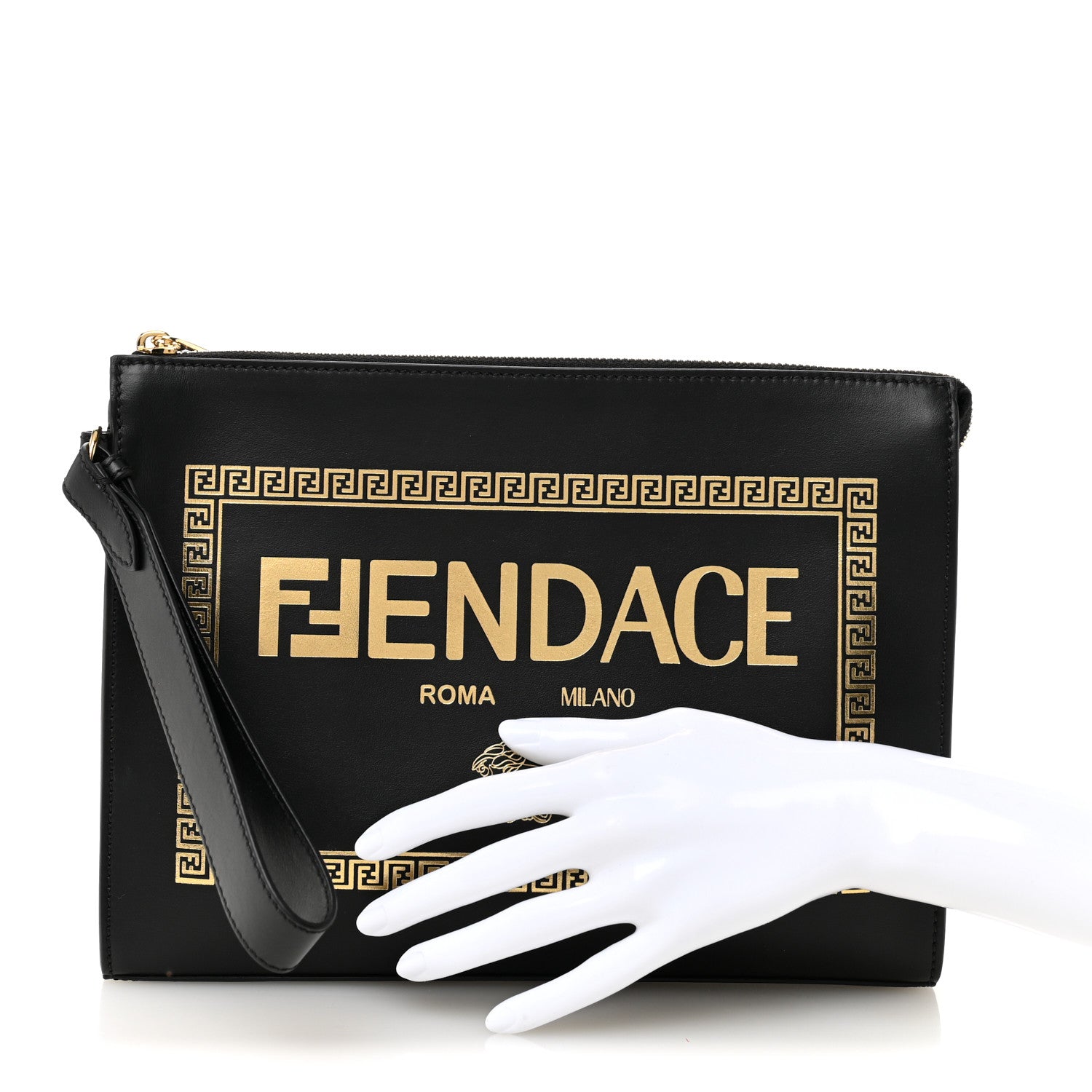 Fendi X VERSACE Vitello Grace Fendace FF Baroque Logo Large Flat Fendi X VERSACE Vitello Grace Fendace FF Baroque Logo Large Flat